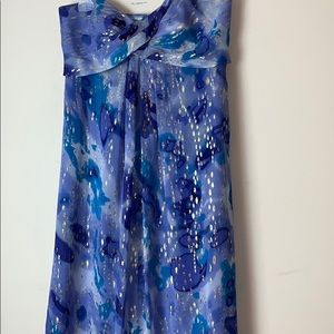 Blue & Gold Strapless Dress